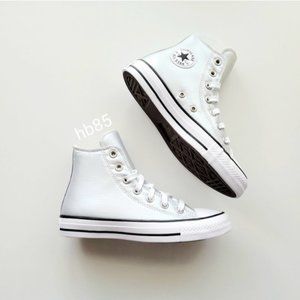 Converse Chuck Taylor All Star Hi Metallic Silver White Black Women's 6